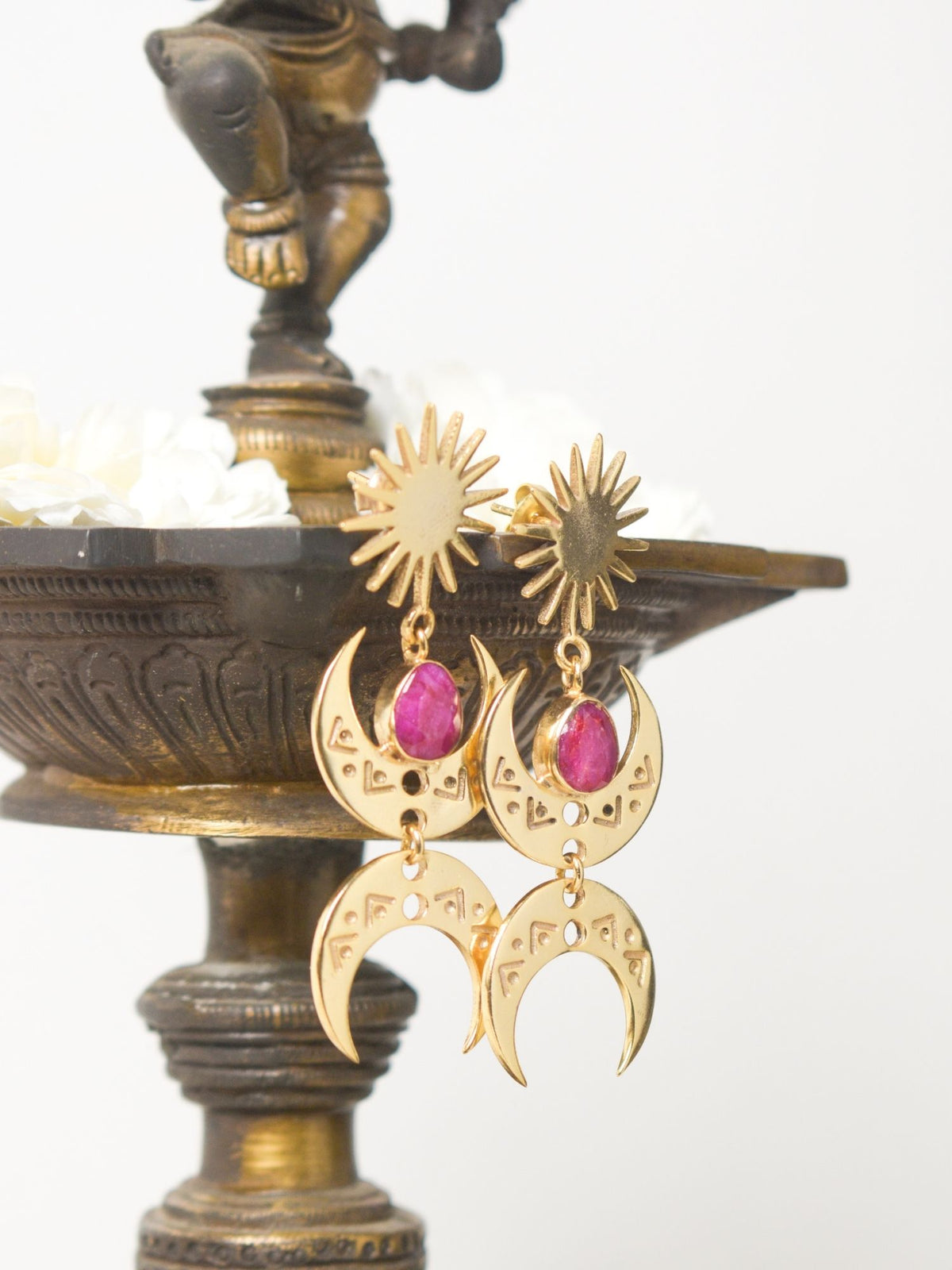 Chaand Sitara Earrings - Pink