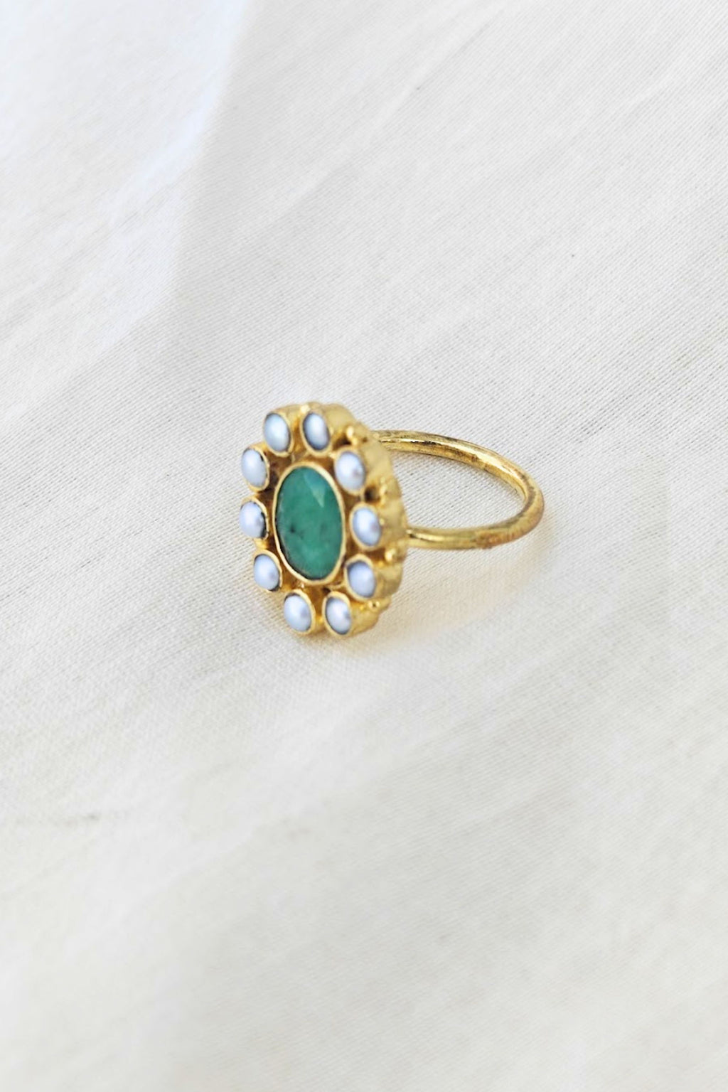 Pearl swirl ring - Green