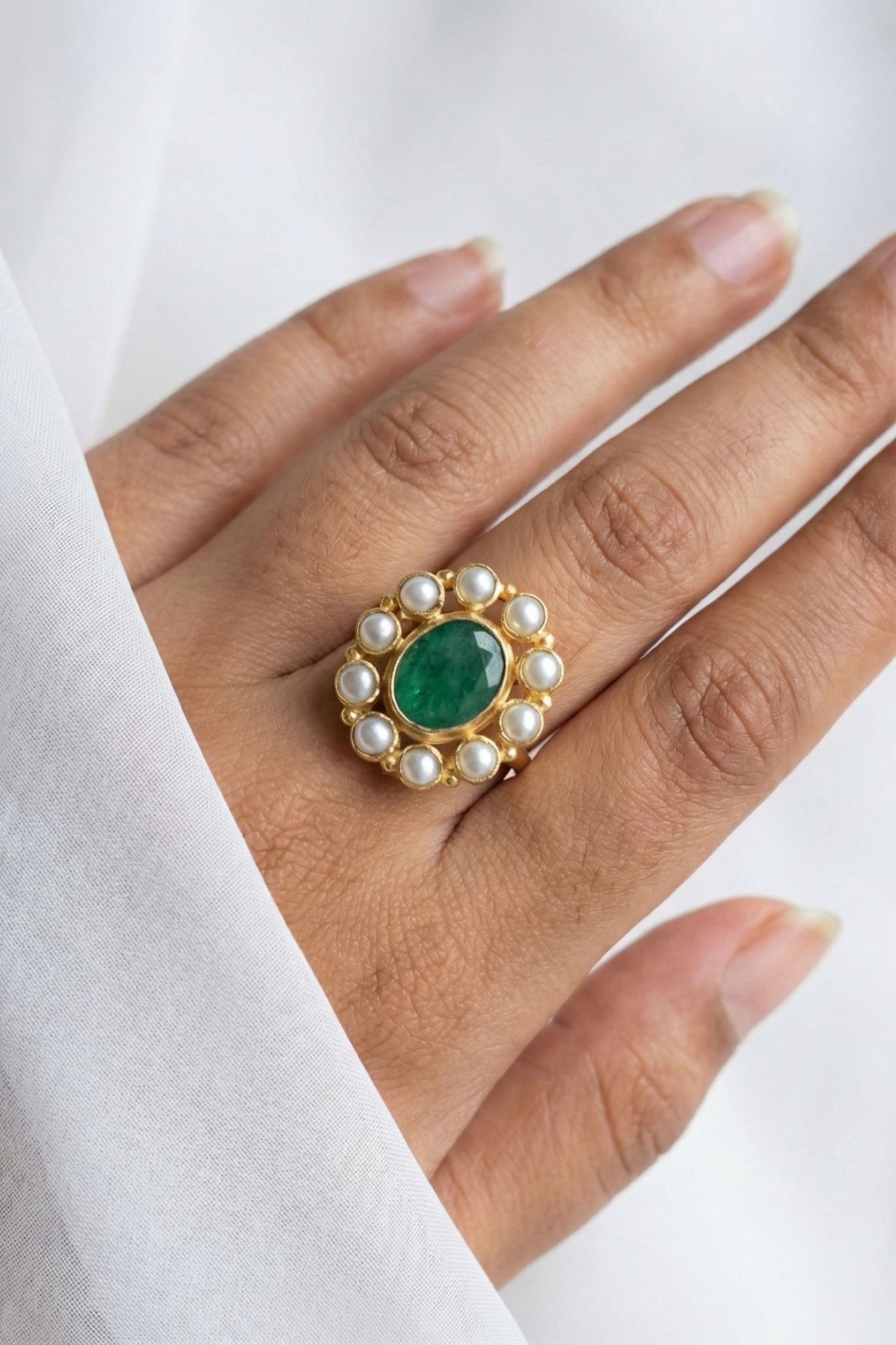Pearl swirl ring - Green